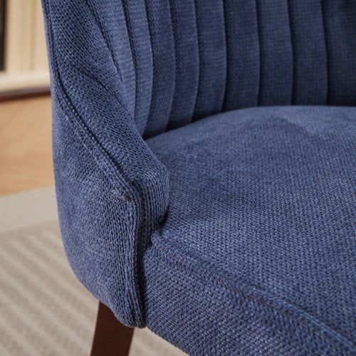 Blue Rayon Flocking Linen Dining Chairs 2-Pcs Set (DE1847BL)