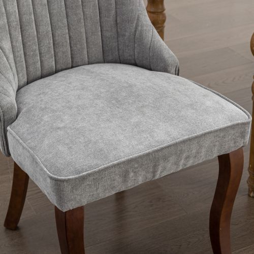Gray Rayon Flocking Linen Dining Chairs 2-Pcs Set (DE1847GY)