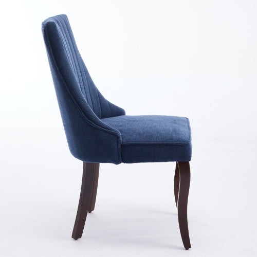 Blue Rayon Flocking Linen Dining Chairs 2-Pcs Set (DE1847BL)