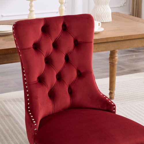 2-Pcs Burgundy/Wine Red Velvet Dining Chairs (DE2001WR)