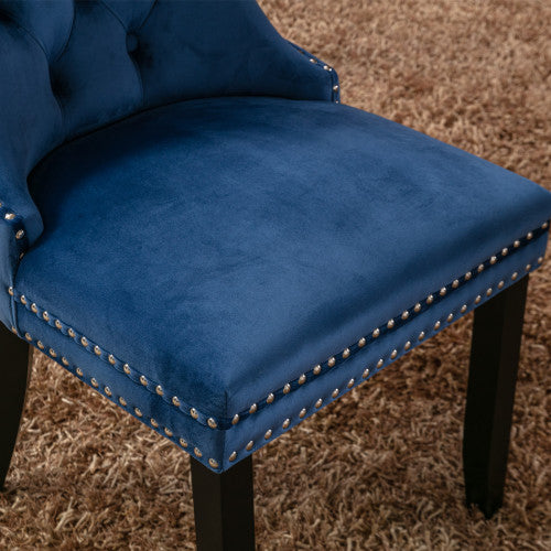 Nikki Collection 2-Pcs Blue Velvet Dining Chairs (DE2001BL)