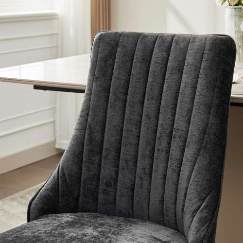 Black Rayon Chenille Dining Chairs 2-Pcs Set (DE1647BK)