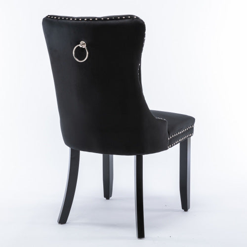 Nikki Collection 2-Pcs Black Velvet Tufted Dining Chair (DE2001BK)