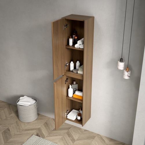 DACI 140cm Badezimmer-Wandschrank (2 Türen + Fächer, Espressofarbe)