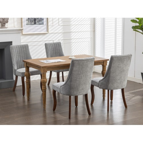 Gray Rayon Flocking Linen Dining Chairs 2-Pcs Set (DE1847GY)