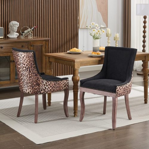 A&A Furniture 2-Pcs Leopard Print Ultra Side Dining Chairs (DE1807LP)