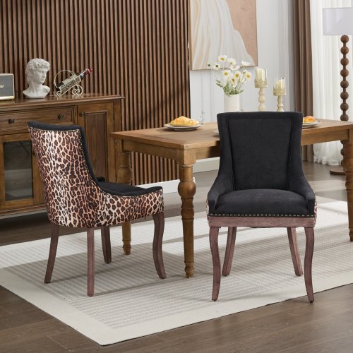 A&A Furniture 2-Pcs Leopard Print Ultra Side Dining Chairs (DE1807LP)