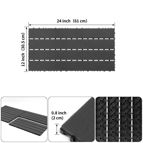 22 Pack Dark Gray 2FT Interlocking Patio Deck Tiles