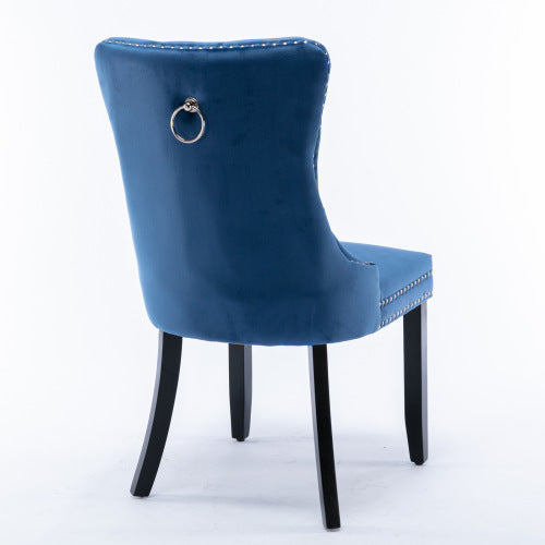 Nikki Collection 2-Pcs Blue Velvet Dining Chairs (DE2001BL)