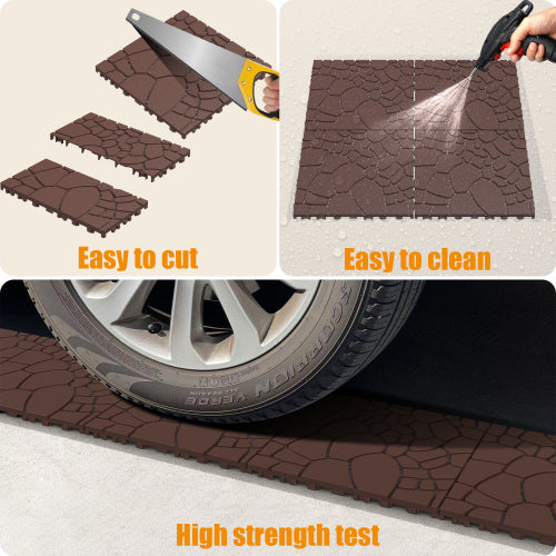 44 Pack Brown 12" Stone-texture Interlocking Patio Deck Tiles
