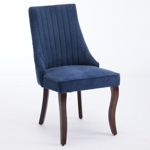Blue Rayon Flocking Linen Dining Chairs 2-Pcs Set (DE1847BL)