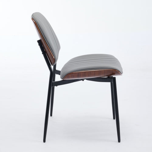 2-Pcs Gray Faux Leather Dining Chairs (DE1849GY)