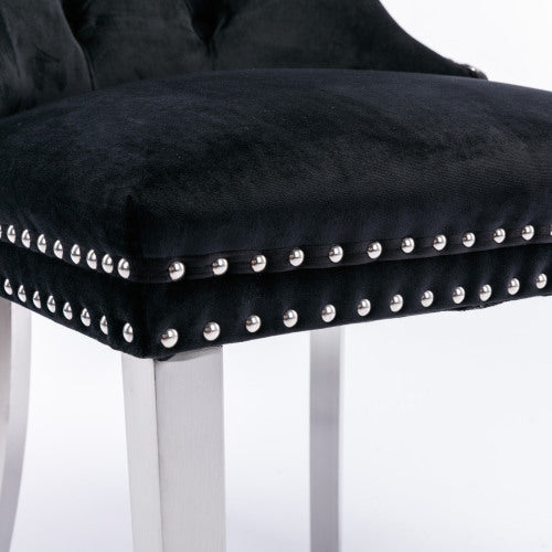 Modern Tufted Velvet Dining Chair Set (Black, DE1701BK)