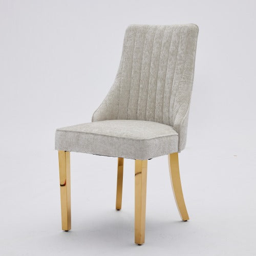 Beige Rayon Chenille Dining Chairs 2-Pcs Set (DE1647BG)