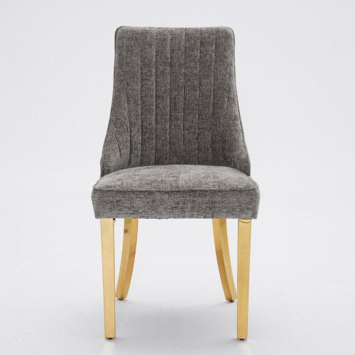 French Style Chenille Dining Chair Set (Gray, DE1647GY)