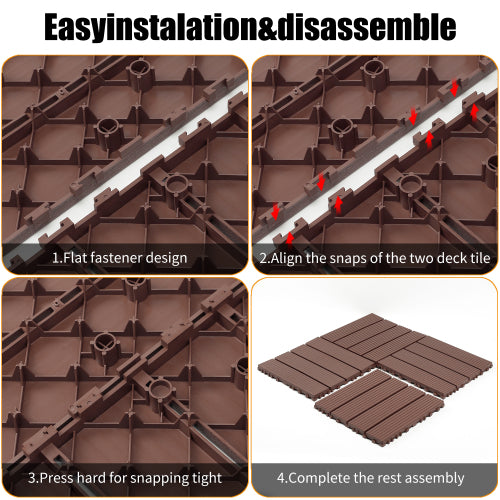 44 Pack Brown Interlocking Deck Tiles