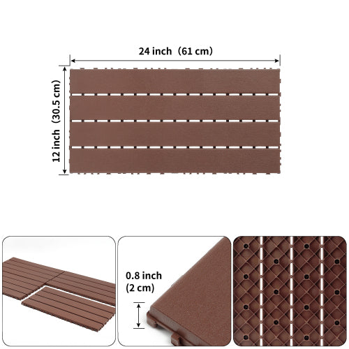 22 Pack Brown 2FT Interlocking Patio Deck Tiles