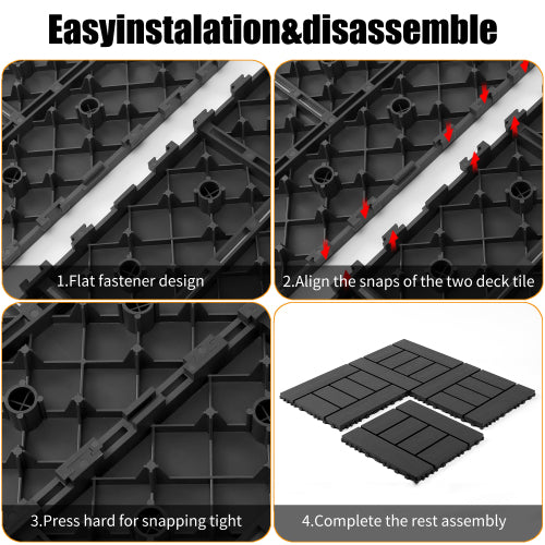 44 Pack Dark Gray H - Style Interlocking Deck Tiles