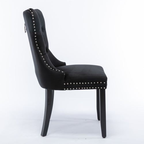 Nikki Collection 2-Pcs Black Velvet Tufted Dining Chair (DE2001BK)