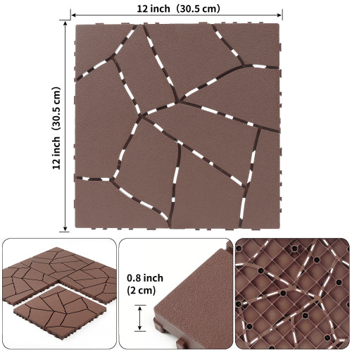 44 Pack Brown Stone - Style Interlocking Deck Tiles