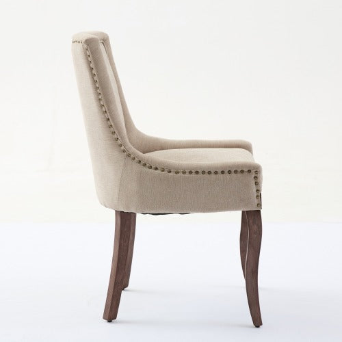 A&A Furniture 2-Pcs Beige Ultra Side Dining Chairs (DE1807BG)