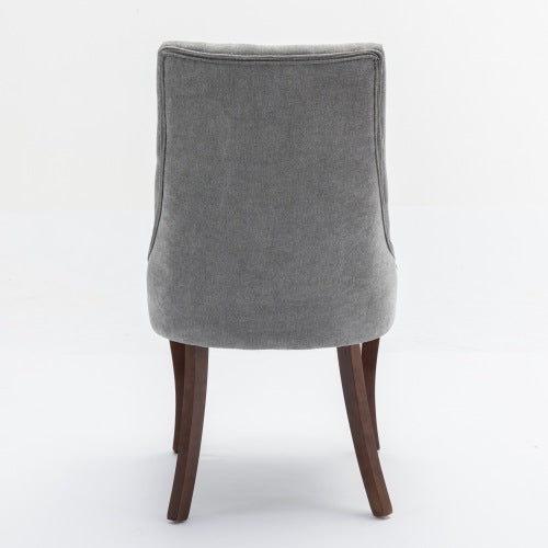 Gray Rayon Flocking Linen Dining Chairs 2-Pcs Set (DE1847GY)