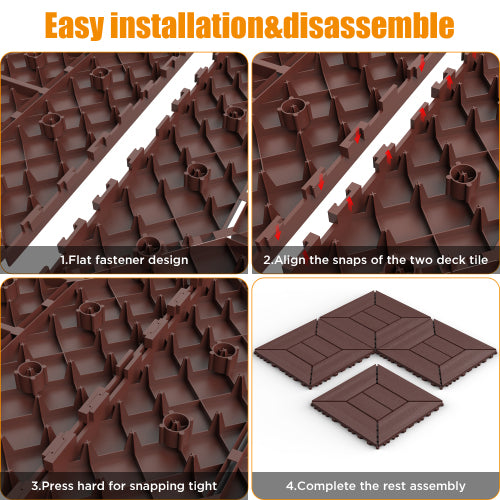 44 Pack New Style Brown Interlocking Deck Tiles
