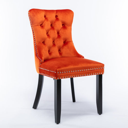 Nikki Collection 2-Pcs Orange Velvet Dining Chairs (DE2001OG)