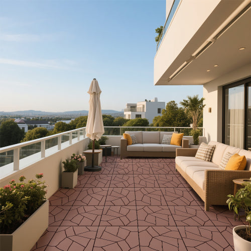 44 Pack Brown Stone - Style Interlocking Deck Tiles
