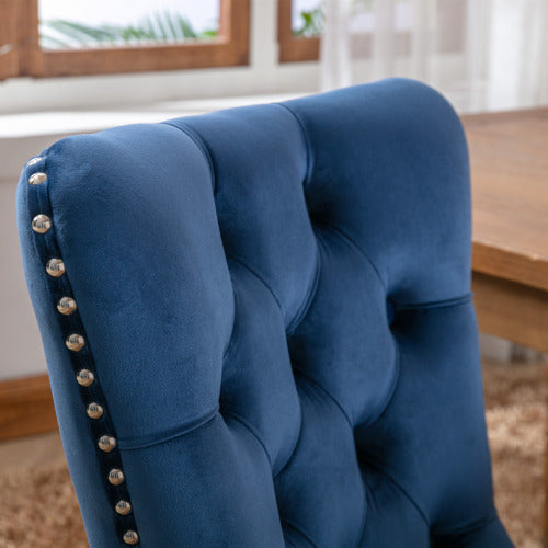 Nikki Collection 2-Pcs Blue Velvet Dining Chairs (DE2001BL)