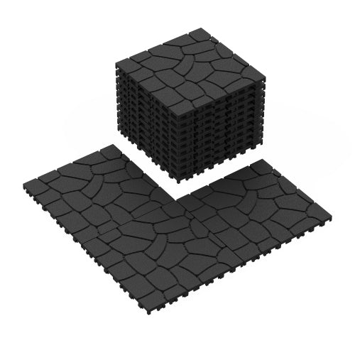 44 Pack Dark Gray New Stone - texture Interlocking Patio Deck Tiles