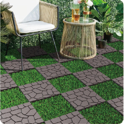 44 Pack Dark Gray New Stone - texture Interlocking Patio Deck Tiles