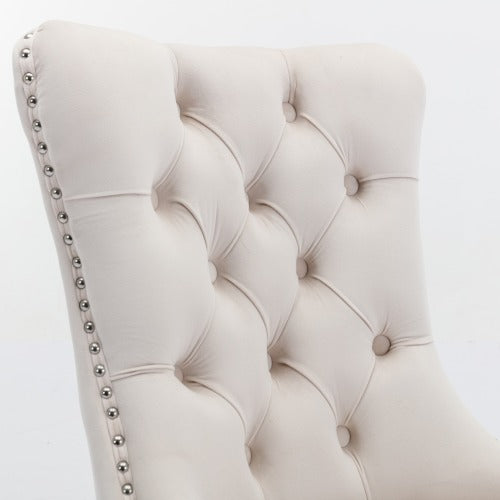 Modern Tufted Velvet Dining Chair Set (Beige, DE1701BG)