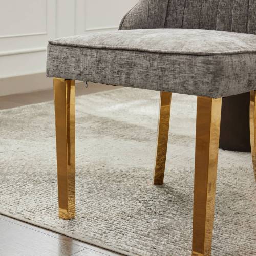 French Style Chenille Dining Chair Set (Gray, DE1647GY)
