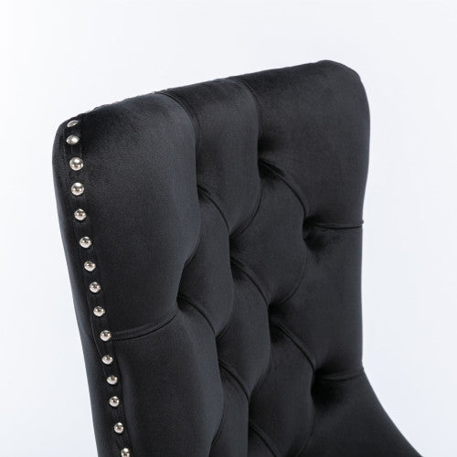 Nikki Collection 2-Pcs Black Velvet Tufted Dining Chair (DE2001BK)