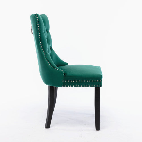 Nikki Collection 2-Pcs Green Velvet Dining Chairs (DE2001GN)
