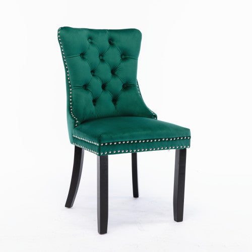 Nikki Collection 2-Pcs Green Velvet Dining Chairs (DE2001GN)