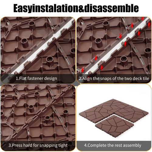 44 Pack Brown Stone - Style Interlocking Deck Tiles