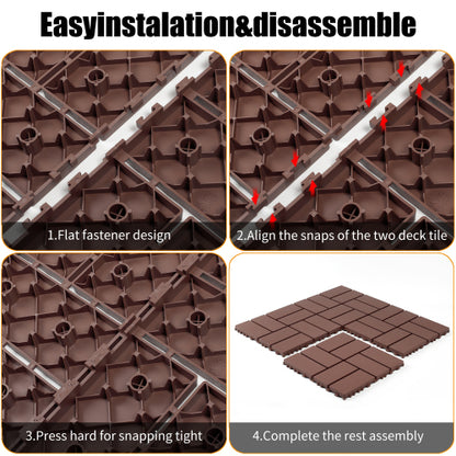 44 Pack Brown Interlocking Deck Tiles