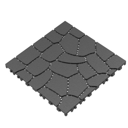 44 Pack Dark Gray New Stone - texture Interlocking Patio Deck Tiles