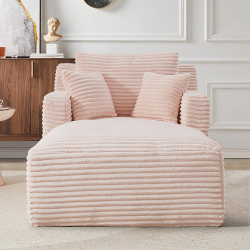 Modernes Chaiselongue Sofa aus Cord, Bequemes Schlafsofa / Relaxsessel ohne Montage, Liegesessel für Wohnzimmer, Büro & Apartment