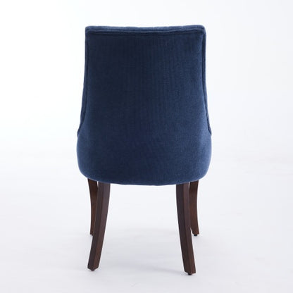Blue Rayon Flocking Linen Dining Chairs 2-Pcs Set (DE1847BL)