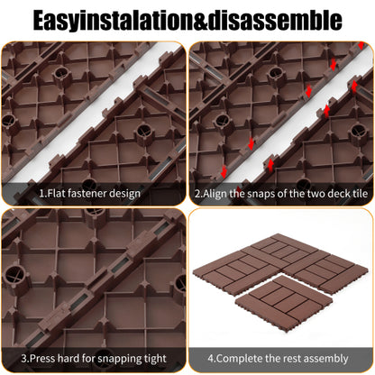 44 Pack Brown H - Style Interlocking Deck Tiles