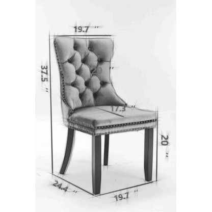 Modern Tufted Velvet Dining Chair Set (Black, DE1701BK)