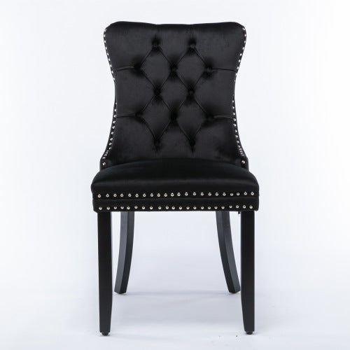Nikki Collection 2-Pcs Black Velvet Tufted Dining Chair (DE2001BK)