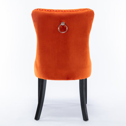 Nikki Collection 2-Pcs Orange Velvet Dining Chairs (DE2001OG)