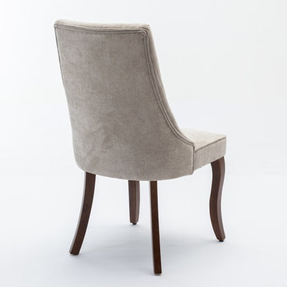 Beige Rayon Flocking Linen Dining Chairs 2-Pcs Set (DE1847BG)