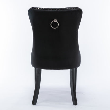 Nikki Collection 2-Pcs Black Velvet Tufted Dining Chair (DE2001BK)