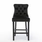 Black Velvet Tufted Barstools 2-Pcs Set (DE2002BK)