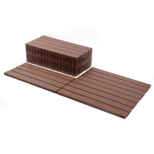 22 Pack Brown 2FT Interlocking Patio Deck Tiles